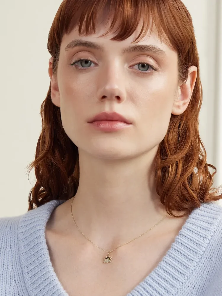 Sun and Cloud 14-karat gold diamond necklace