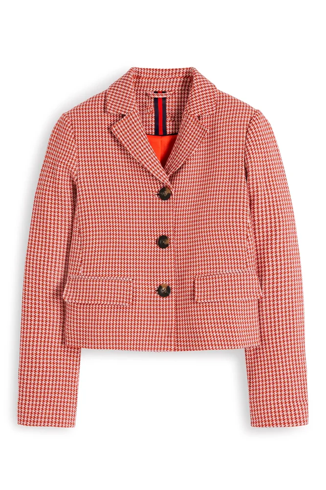 Dartmouth Cotton-Blend Blazer (Pink Brown Puppytooth)