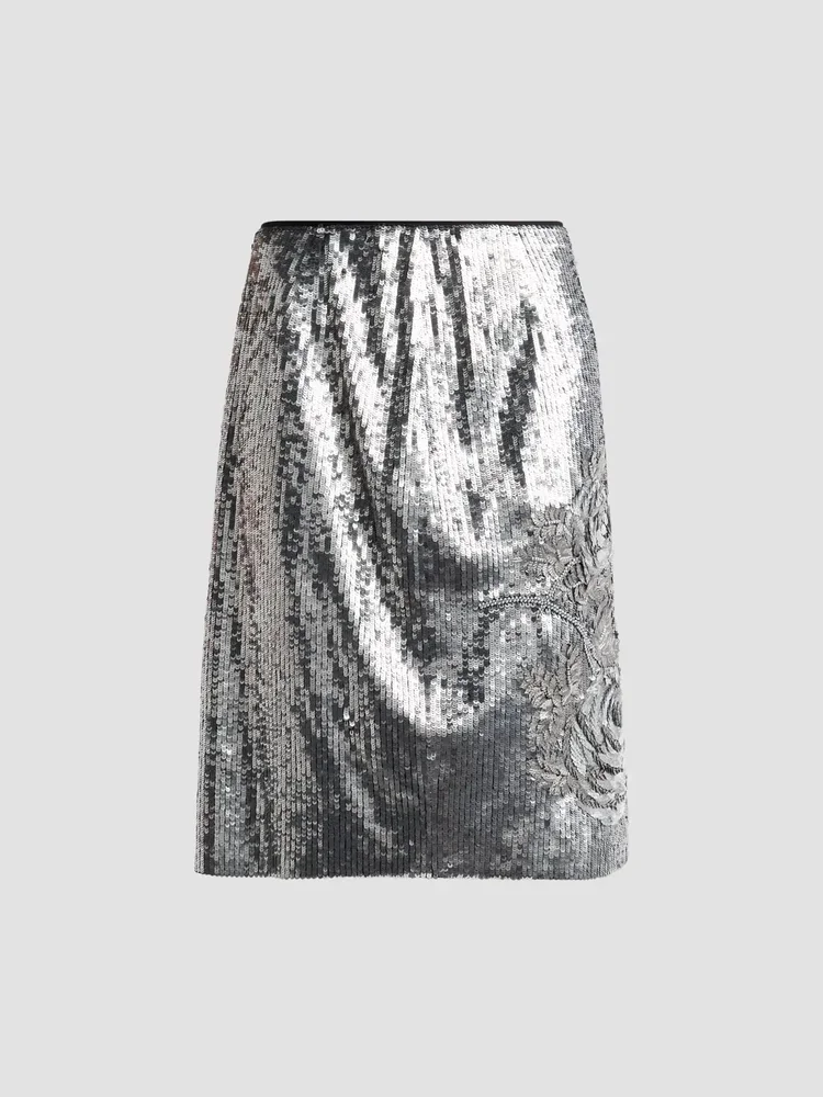 Rachel Sequined Knee-Length Skirt