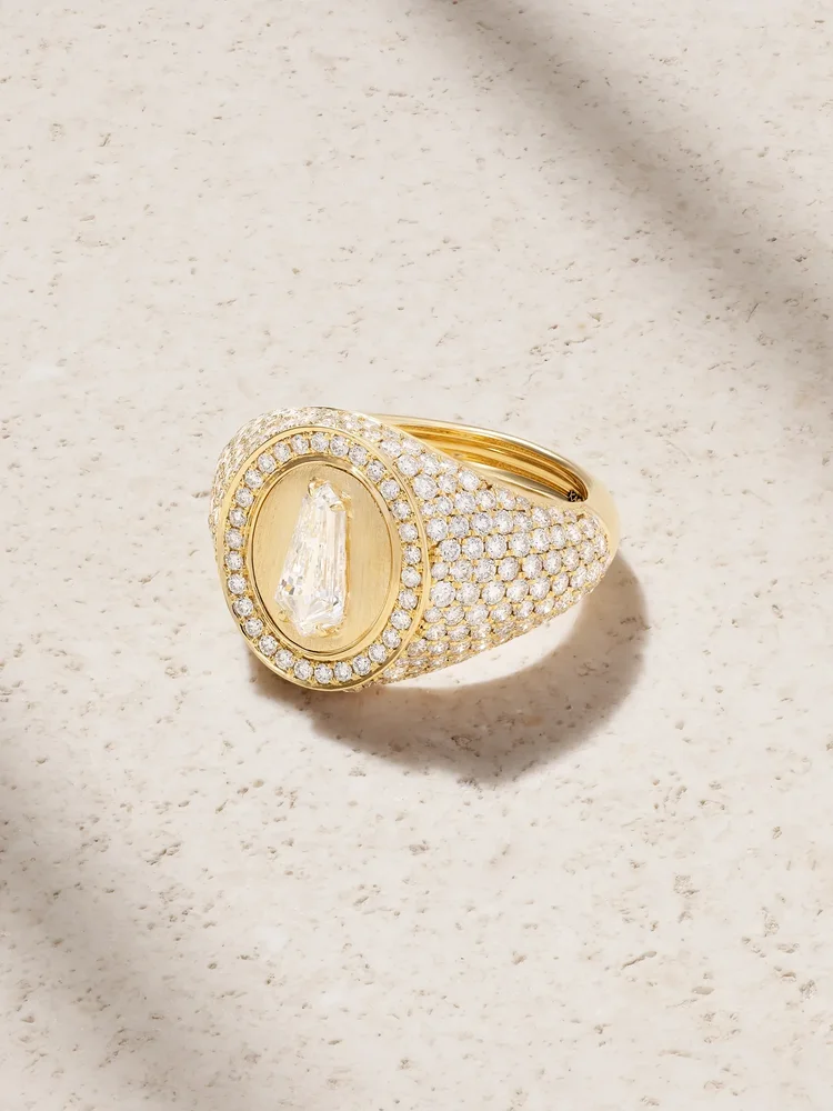 Kite 18-karat gold diamond pinky ring