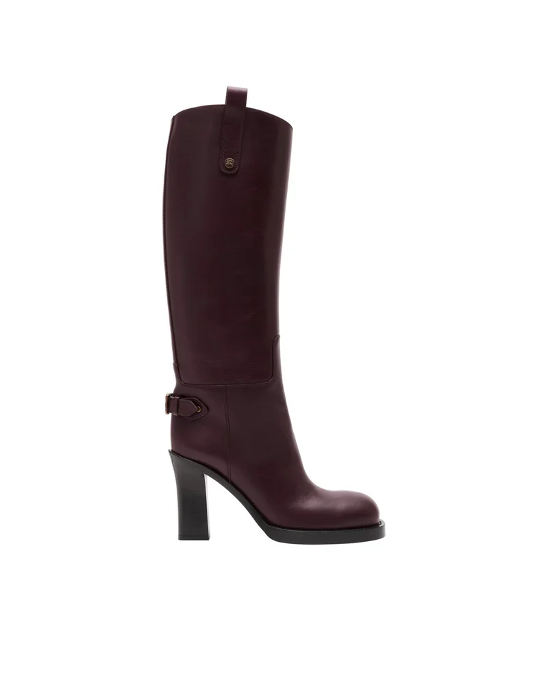 Leather Cavalier Heel Boots