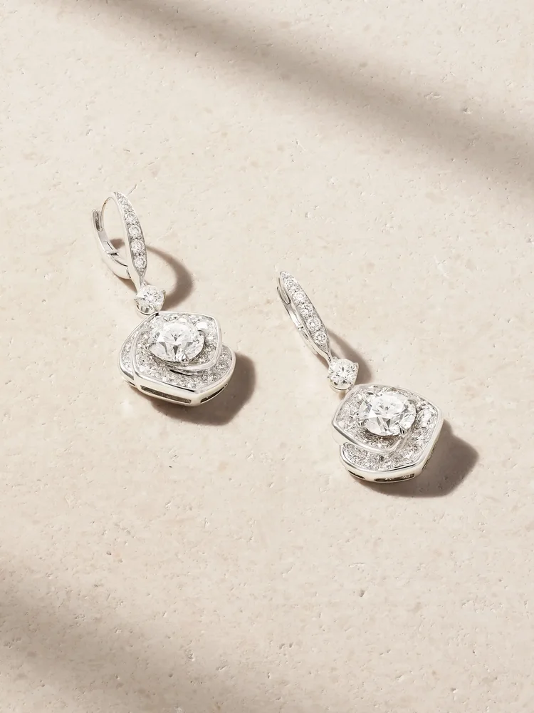 Frozen Kiss Drop 18-karat white gold diamond earrings