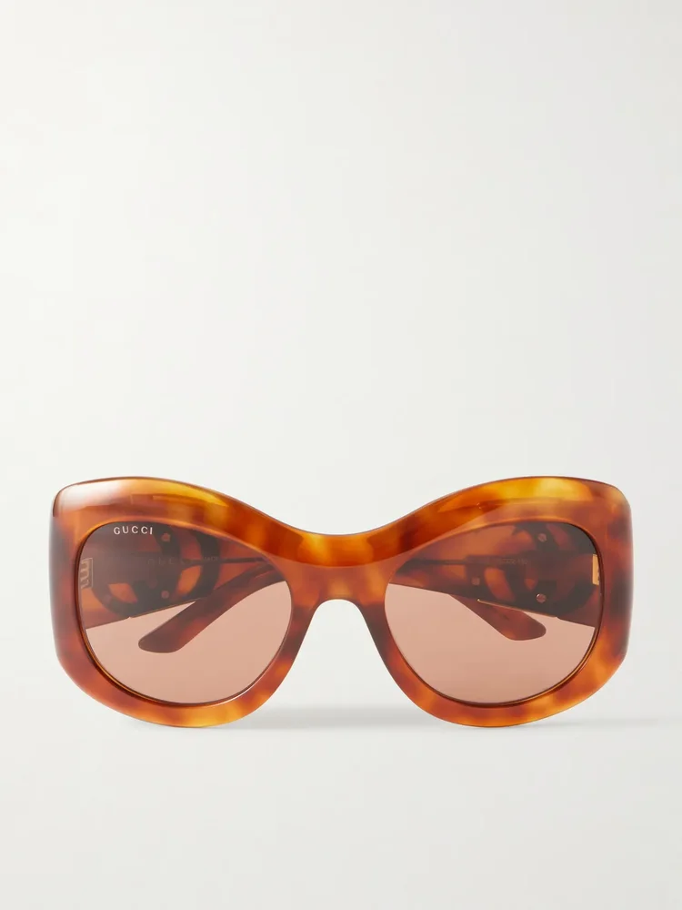 Double G-embellished round-frame recycled-acetate sunglasses