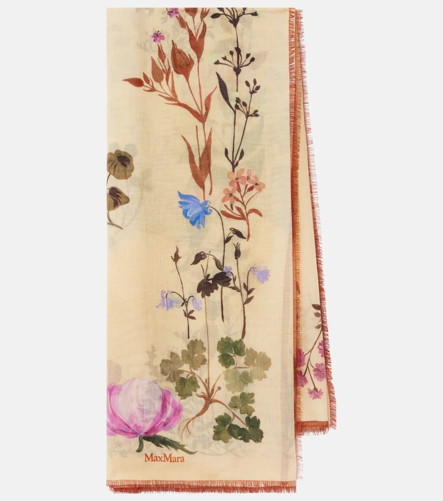 Printed wool and silk scarf