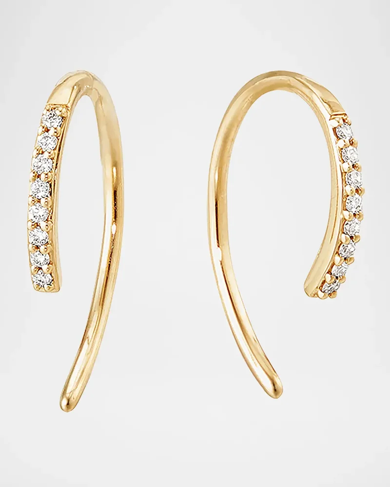 14K Gold Diamond Mini Hooked Earrings