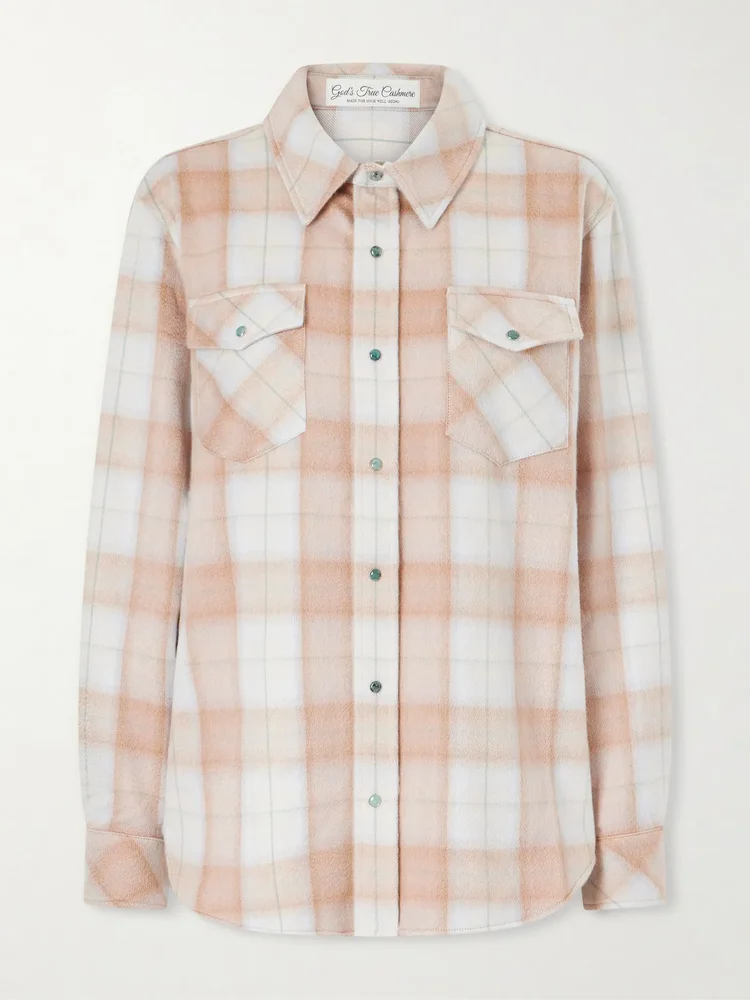 Champagne Tartan cashmere shirt