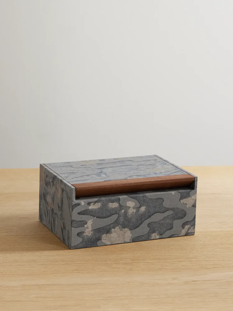 Fortuny Isole camouflage-print twill and wood box