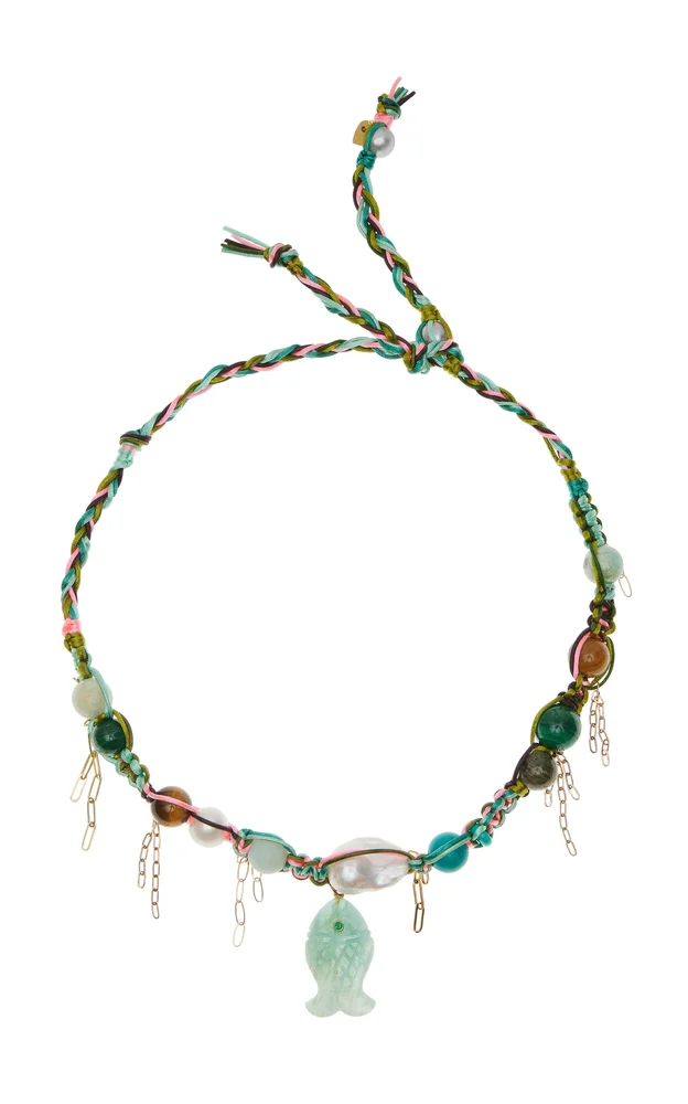 Tropical Neon 18K Yellow Gold Amazonite Necklace
