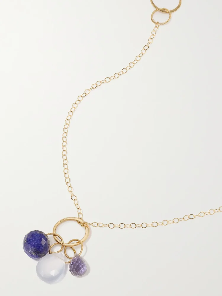 14-karat recycled gold multi-stone necklace