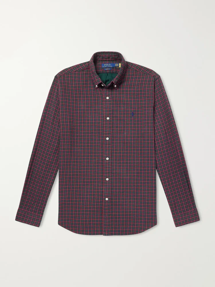 Logo-Embroidered Checked Cotton Shirt