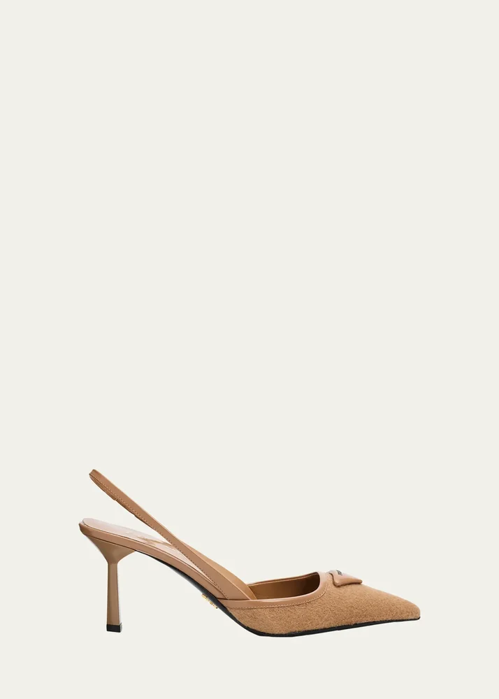 75mm Cashmere Slingback Pumps