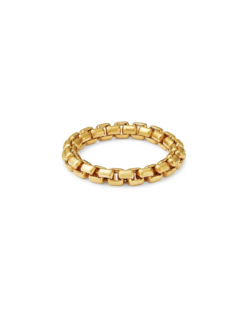 14K Yellow Gold Heavy Metal Large Box Link Soft Chain Ring