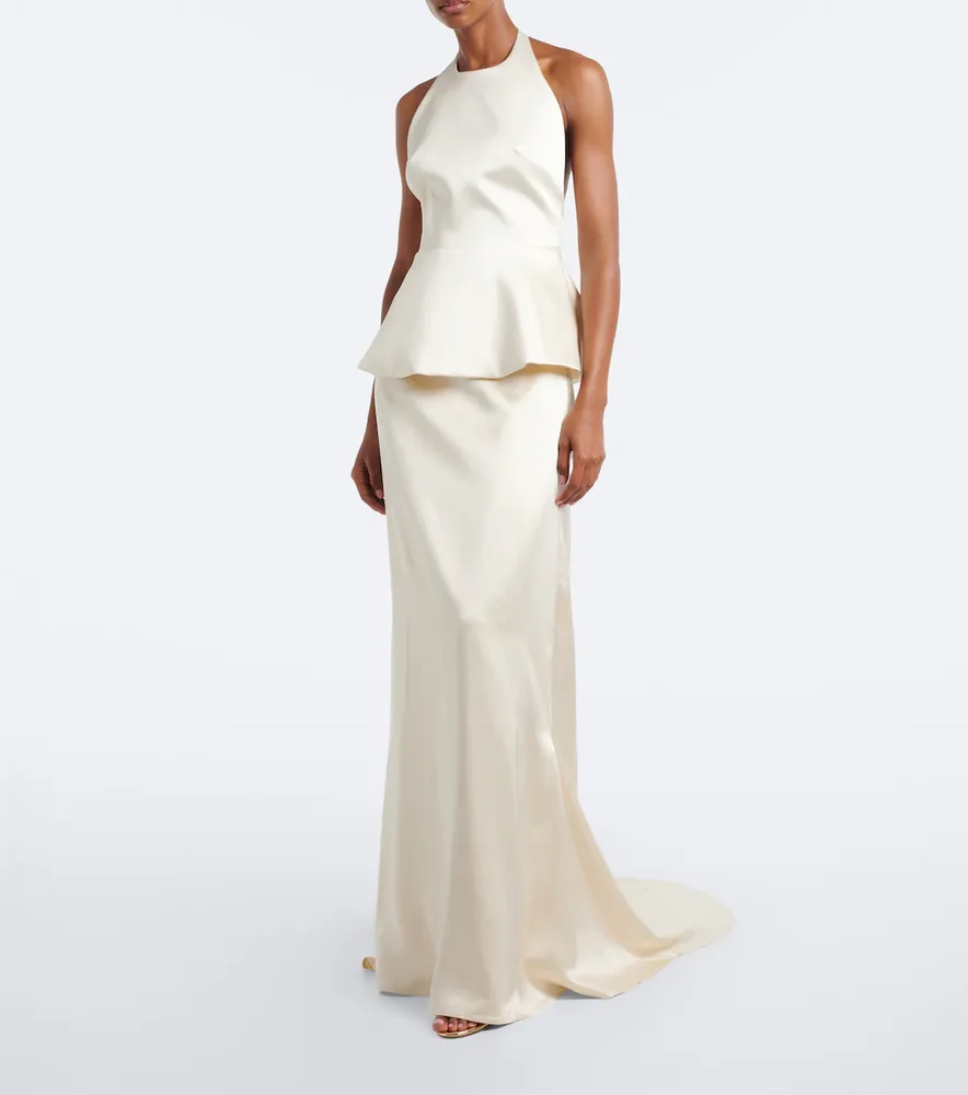 Bridal peplum satin gown