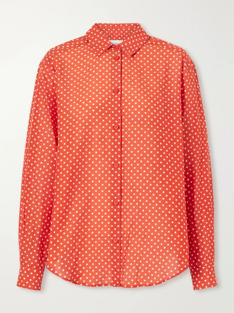 Polka dots organic cotton blend shirt