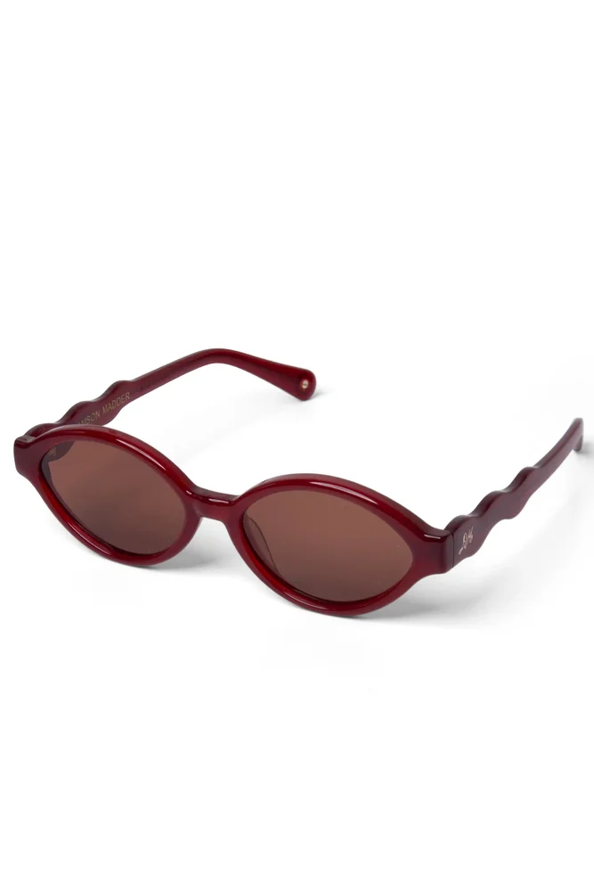 Wavey Temple Sunglasses - Crystal Red