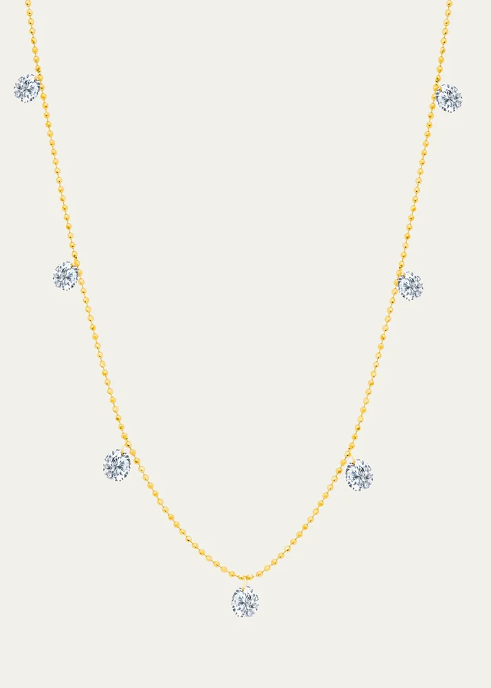 Gems 18K Yellow Gold Small Floating Diamond Necklace