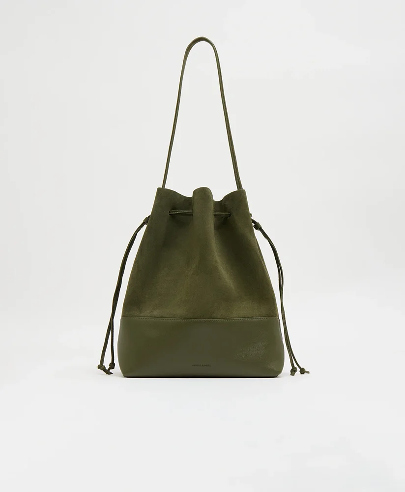 Drawstring Cabas, Algae Suede/Algae
