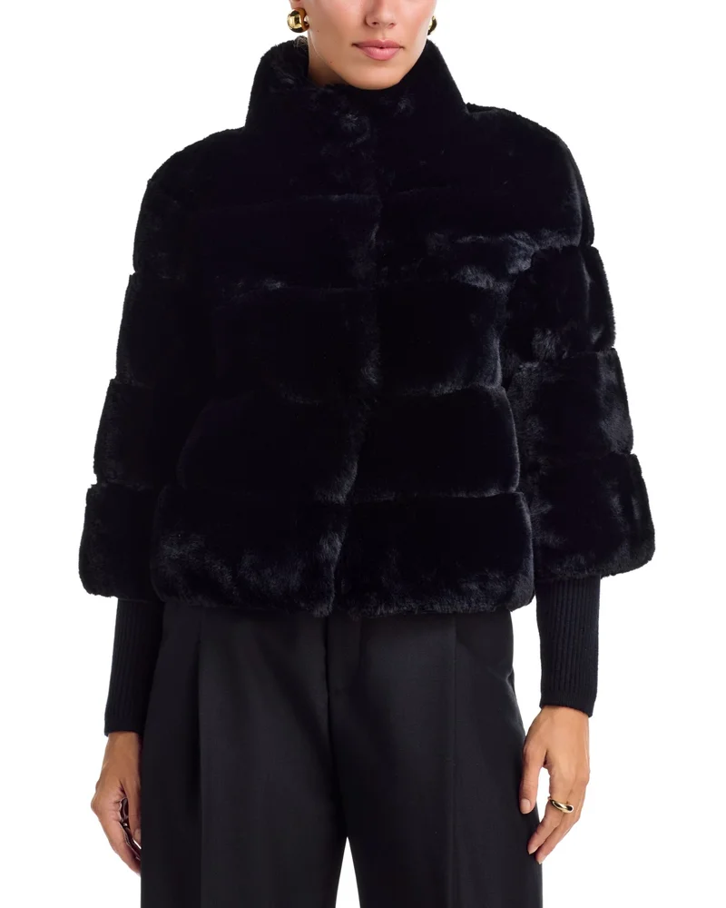 Faux Fur Mock Neck Jacket