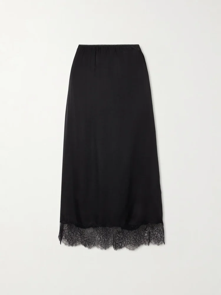 Shelby lace-trimmed silk-blend midi skirt