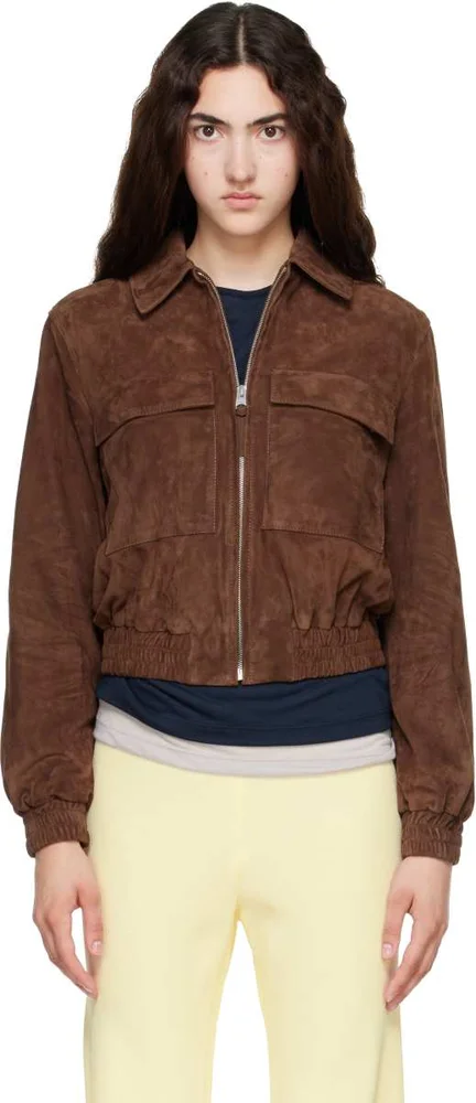 Brown Senka-SU Patch Pocket Suede Jacket