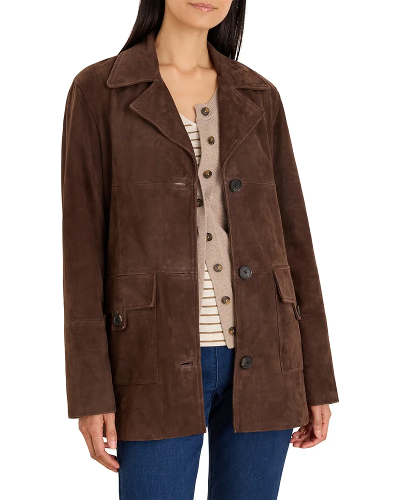 Suede Mod Button Coat