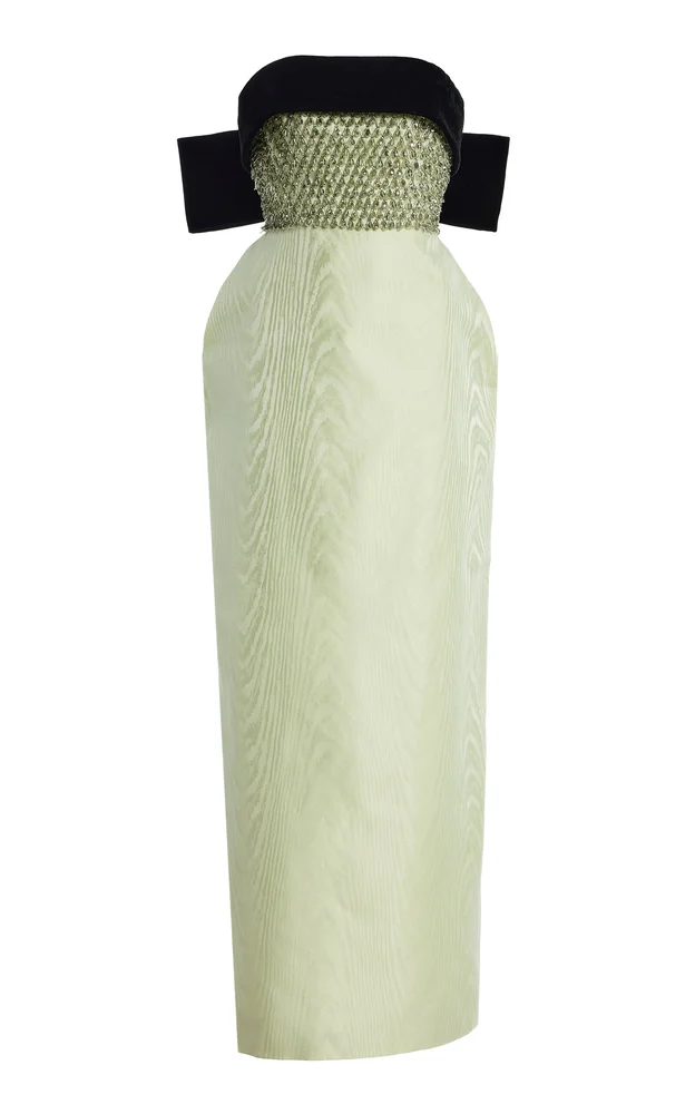 Exclusive Embellished Moiré Midi Column Dress