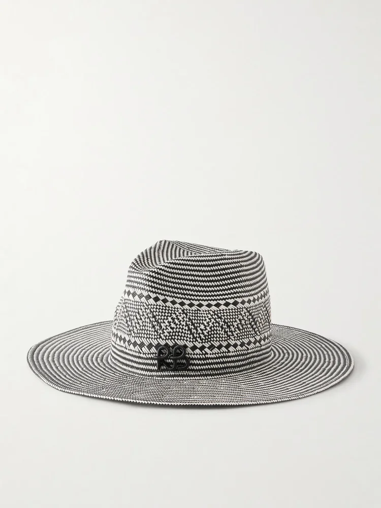 Striped straw fedora