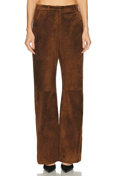 Leather Suede Straight Leg Pant
