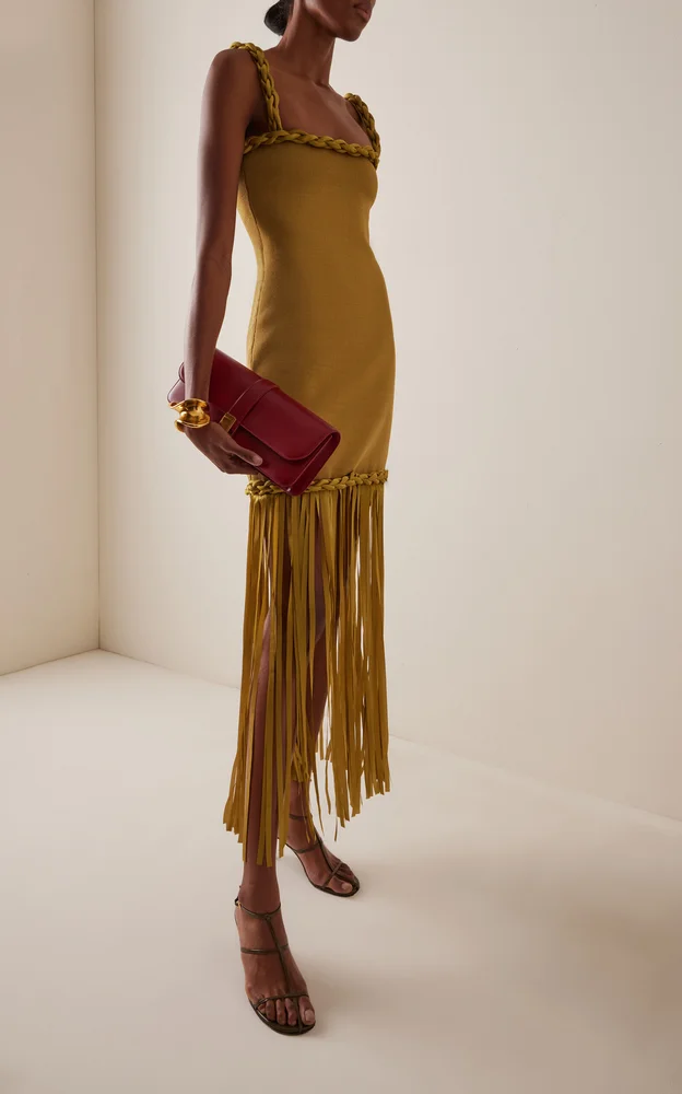 Ribiona Fringed Knit Midi Dress