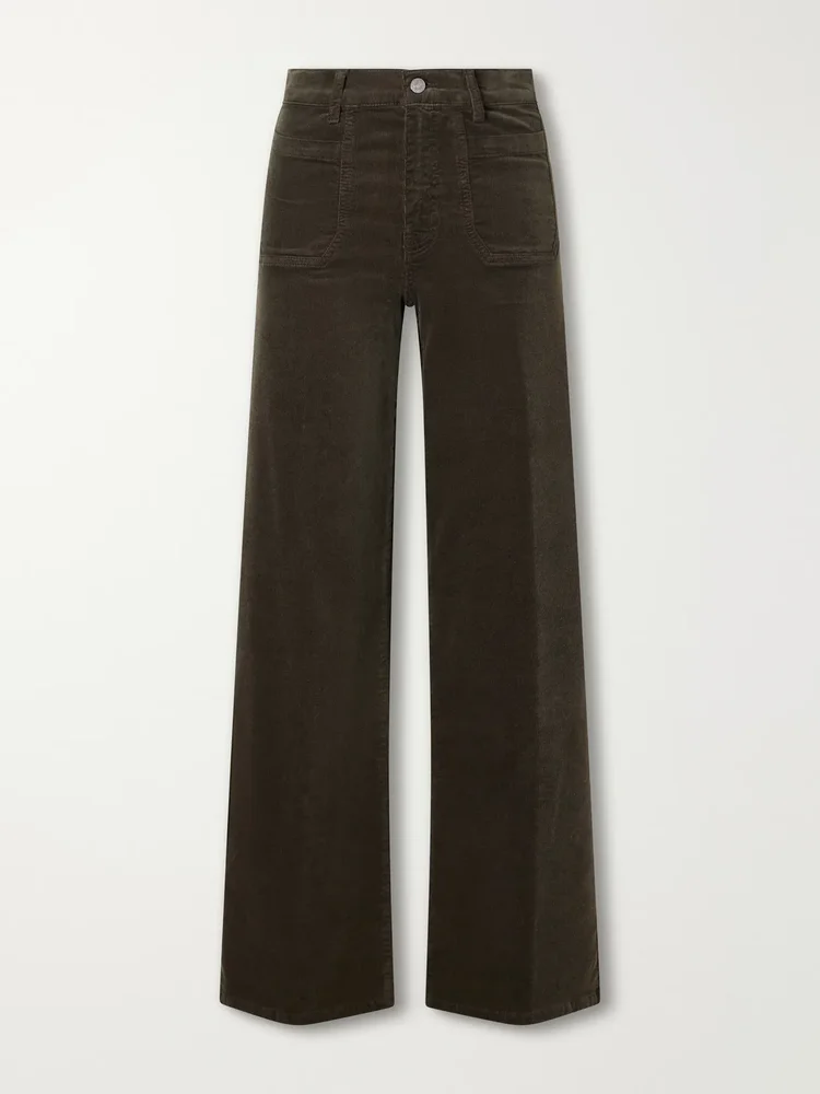 Le Slim Palazzo Modernist cotton-blend corduroy high-rise wide-leg pants