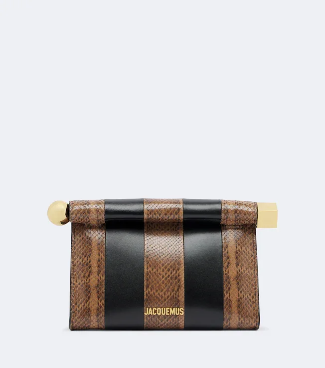 Rond Carré snake-effect leather clutch
