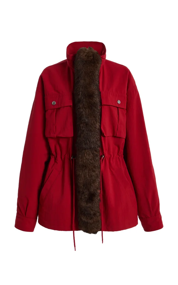 Shearling-Trimmed Nylon Jacket