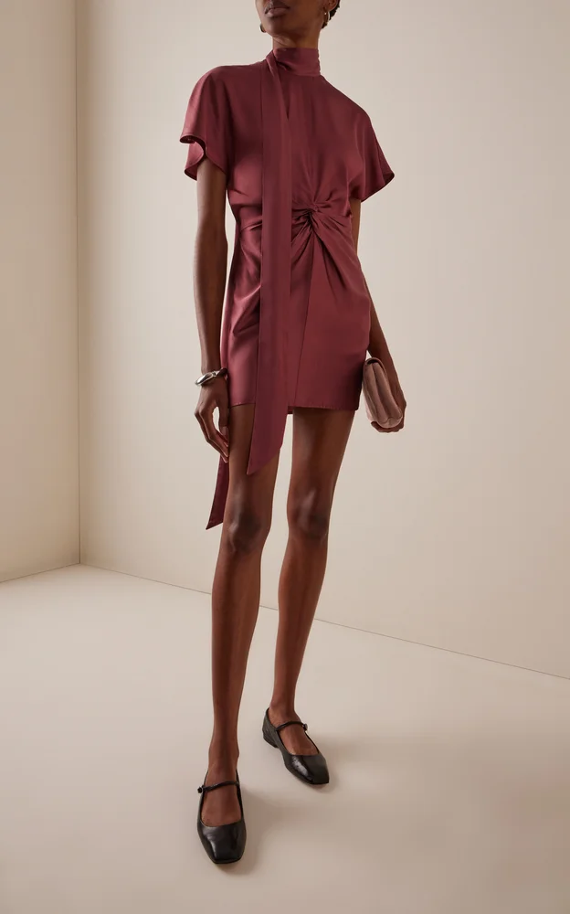 Twist Scarf Satin Mini Dress