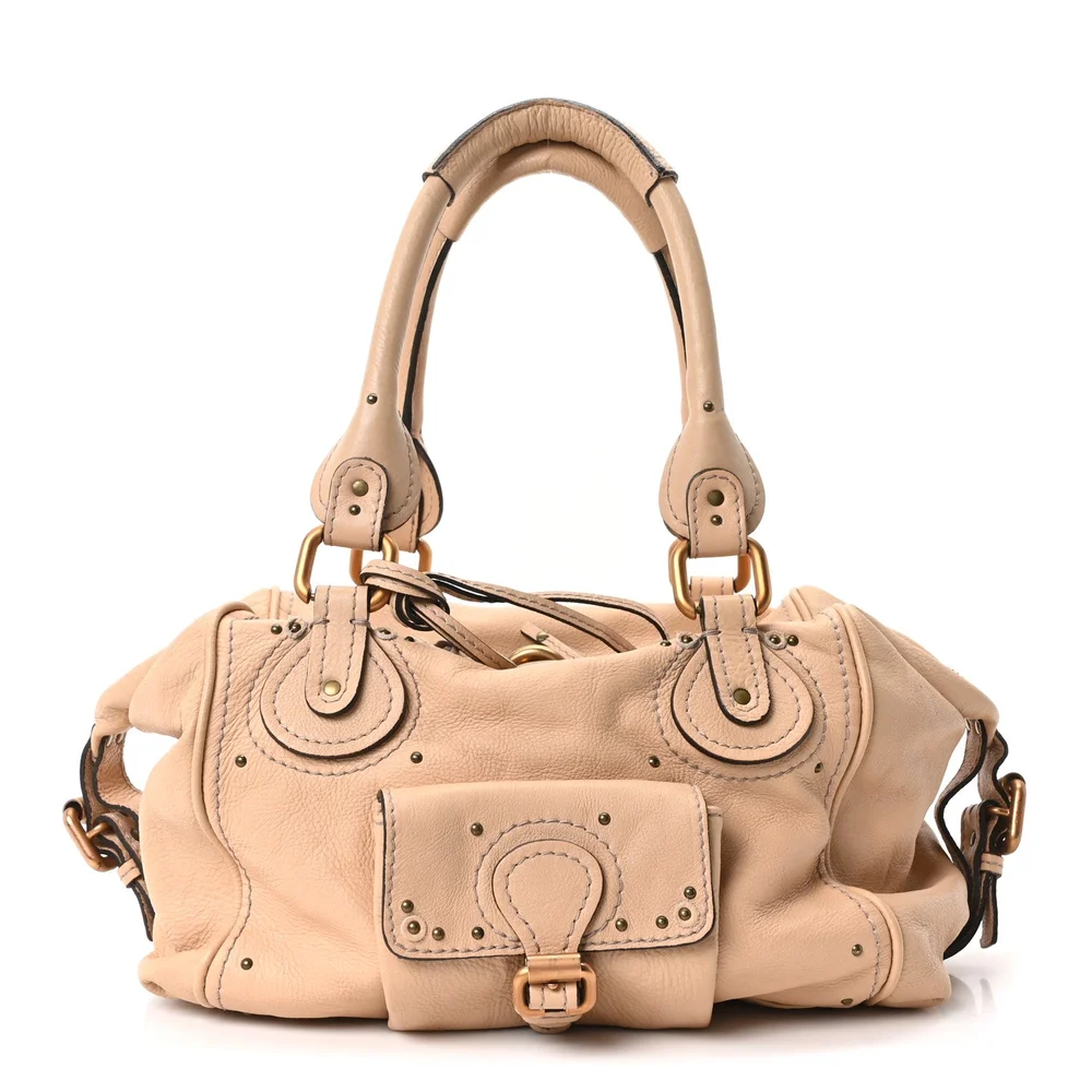 Pre-Owned Calfskin Front Pocket Paddington Tote, Creme