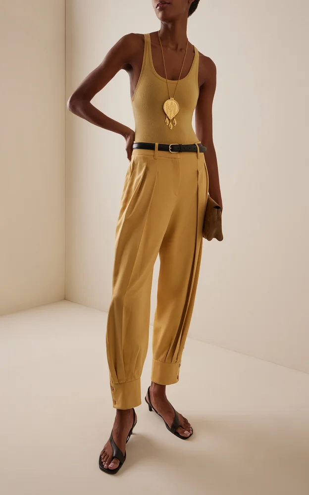 Silk Gabardine Tapered Pants