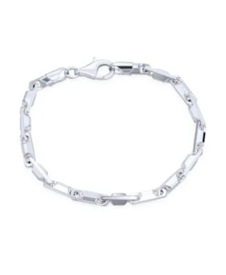 4.5MM Solid Heavy Sterling Silver 6 Sided Bar Forzata Chain Link Bracelet 8 Inch