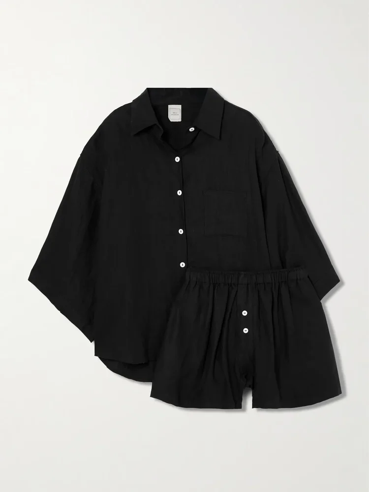 03 linen shirt and shorts set