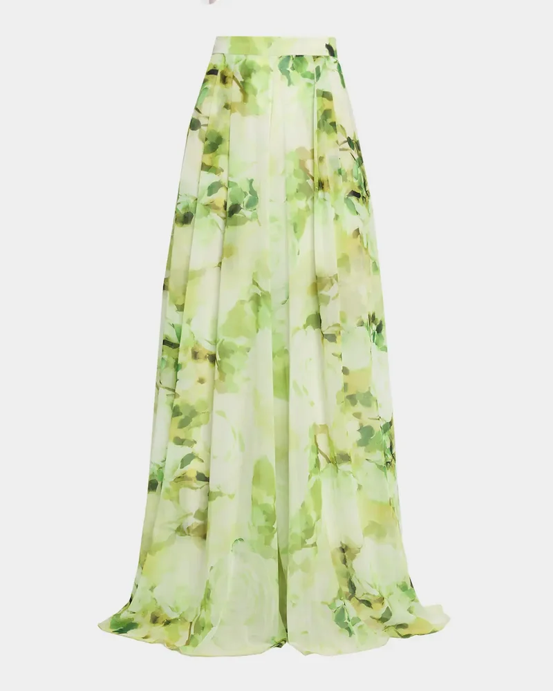 Floral-Print Georgette Palazzo Pants