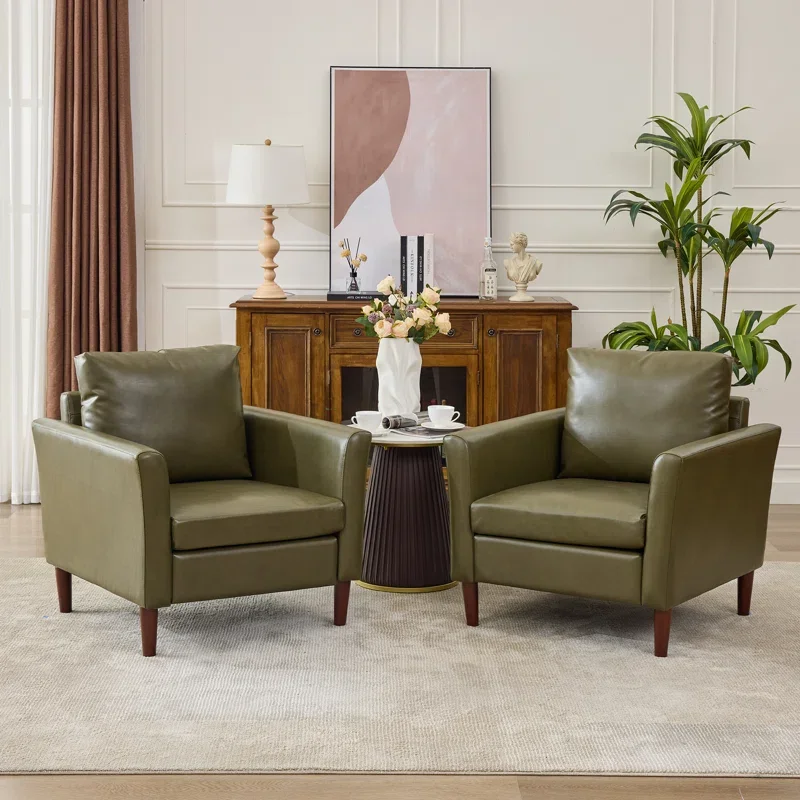 Bobur 32" Wide Faux Leather Accent Chair(Set Of 2)