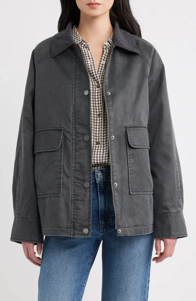 Corduroy Collar Cotton Barn Jacket