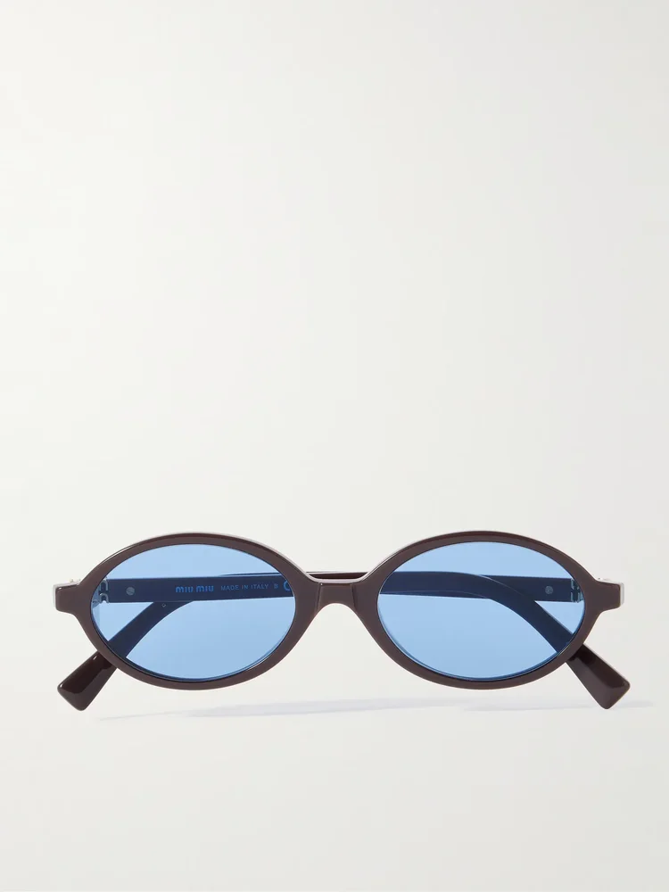 Oval-frame acetate sunglasses