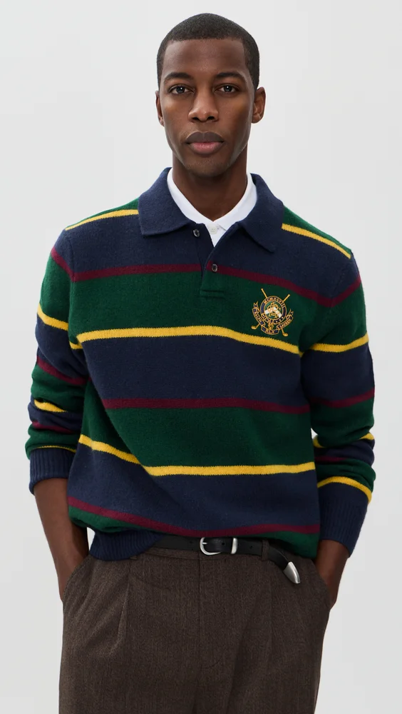 Wool Cashmere RLX Crest Polo Sweater