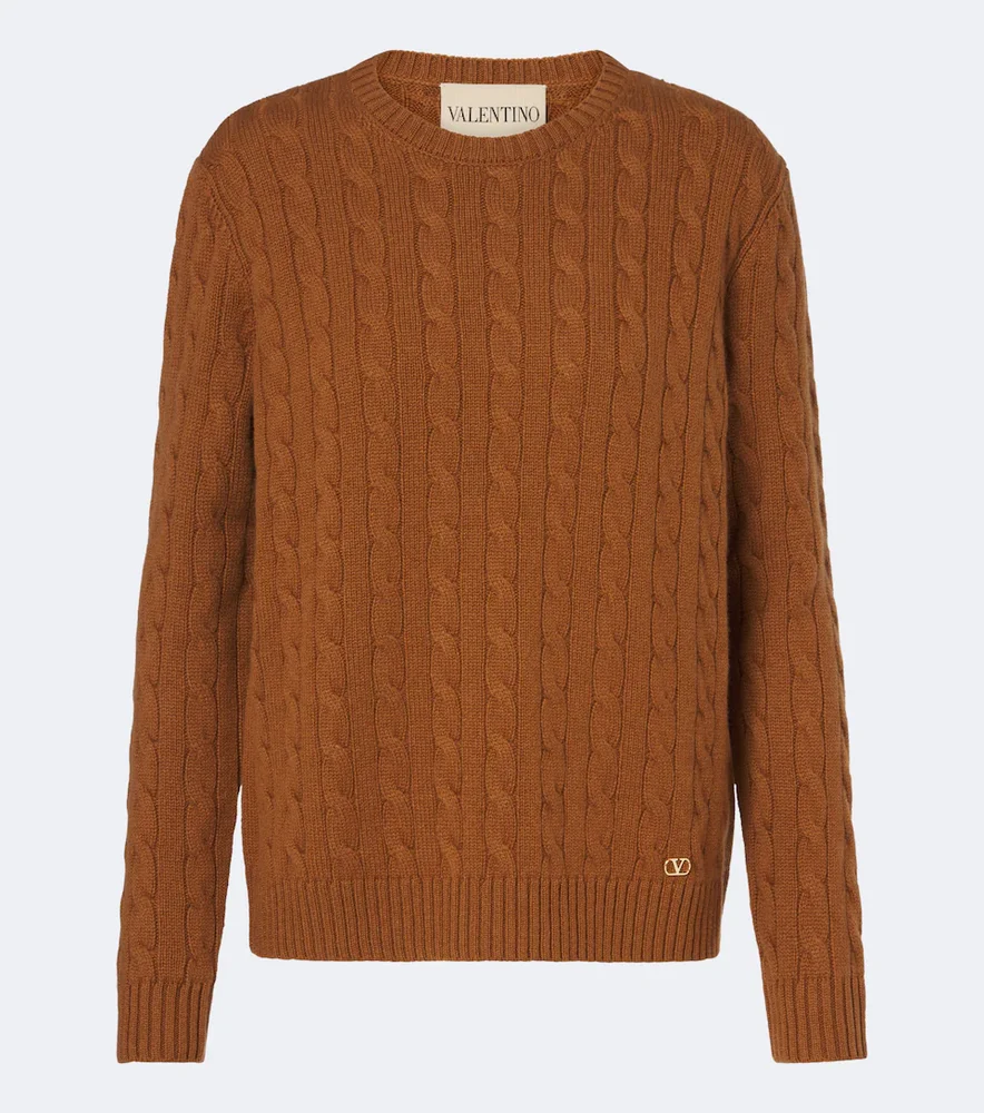 VLogo cable-knit cashmere sweater