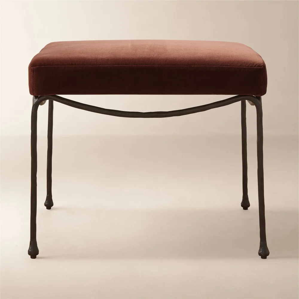 Journey Terracotta Red Velvet Stool
