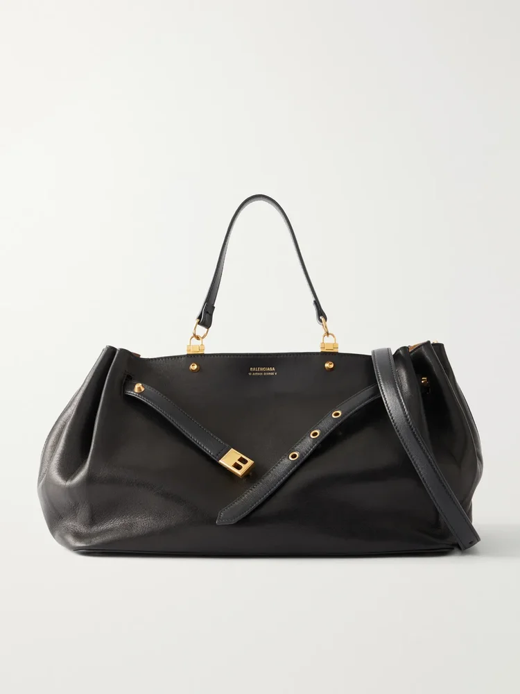 Fan medium leather tote