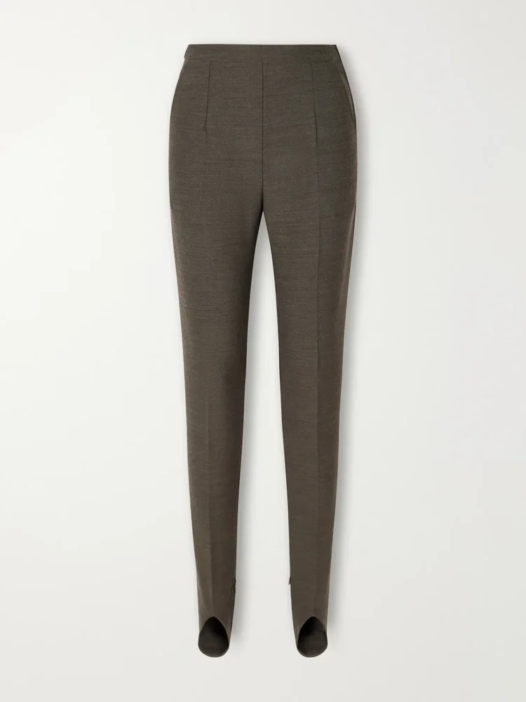Wool-blend stretch-gabardine straight-leg stirrup pants