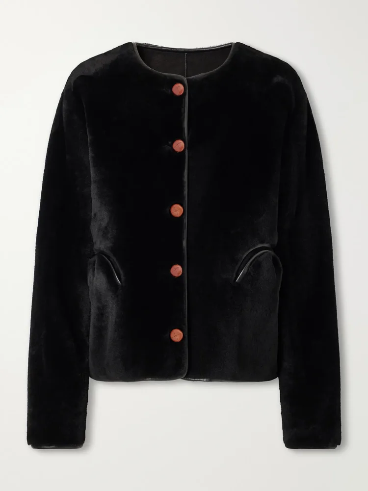 Tatoosh leather-trimmed shearling jacket