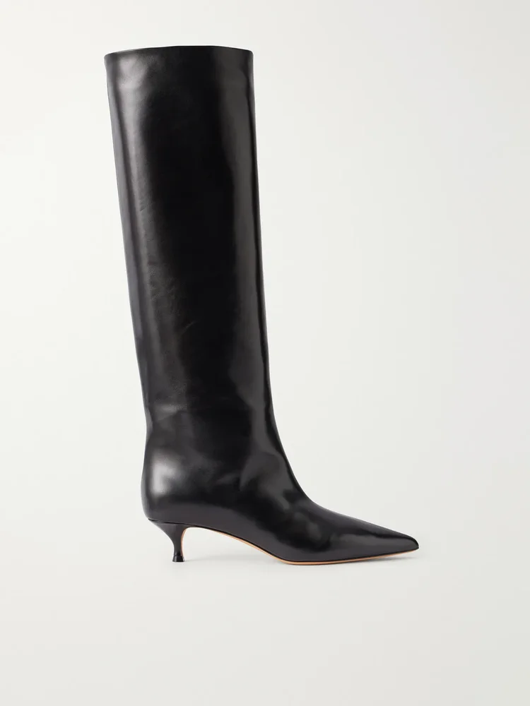 Babouche leather knee boots