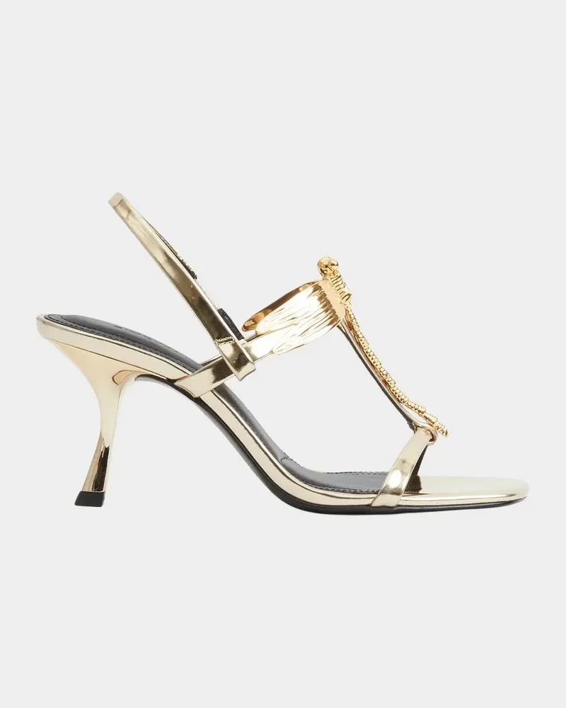 75mm Lula Dragonfly Metallic Leather Sandals