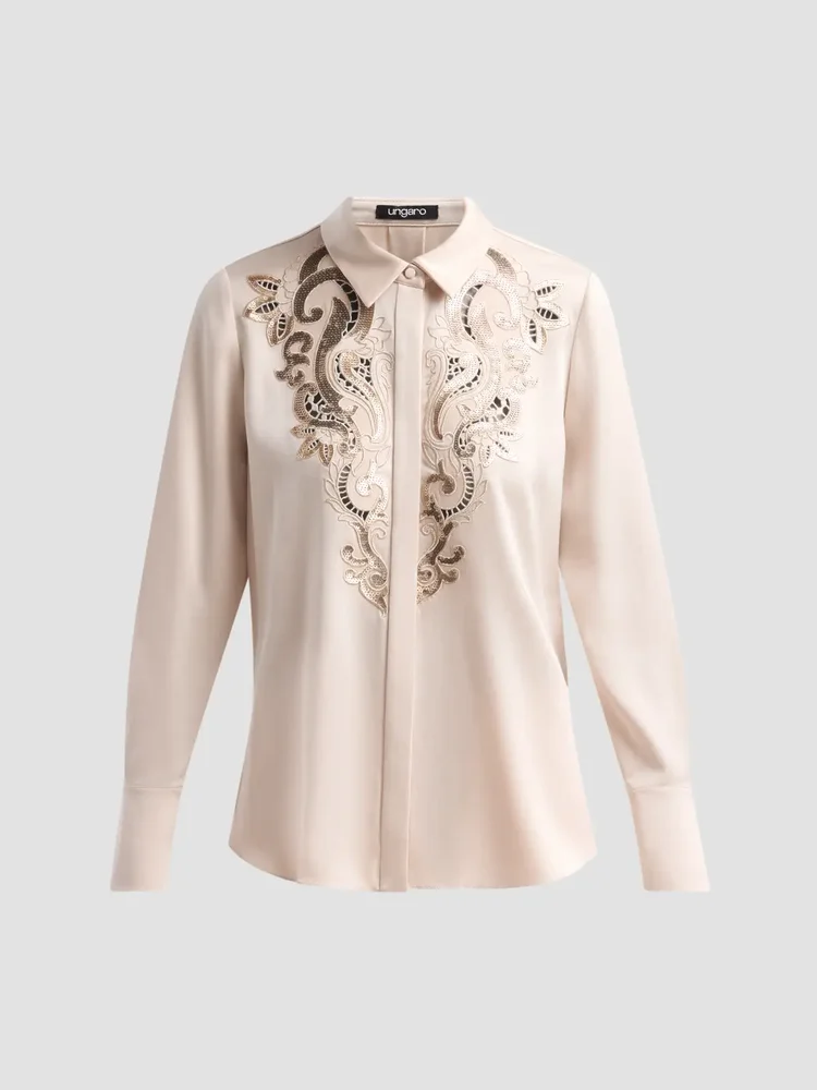 Adele Embroidered Satin Blouse
